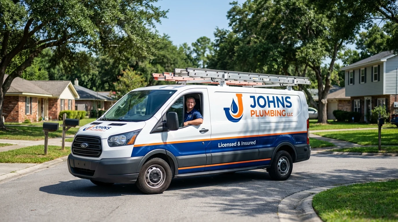 Johns Plumbing LLC service van in New Vienna, OH
