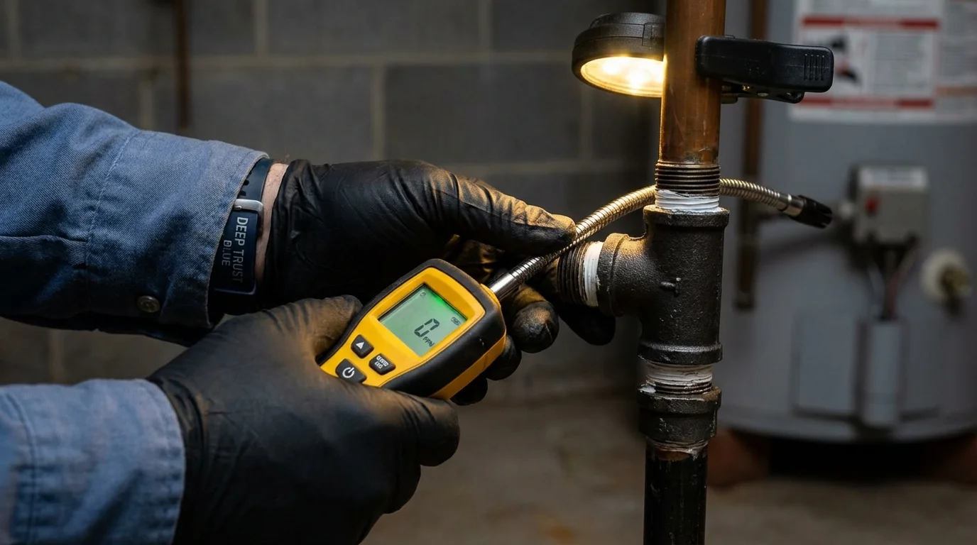 Gas leak detection with electronic sniffer by Johns Plumbing LLC in New Vienna
