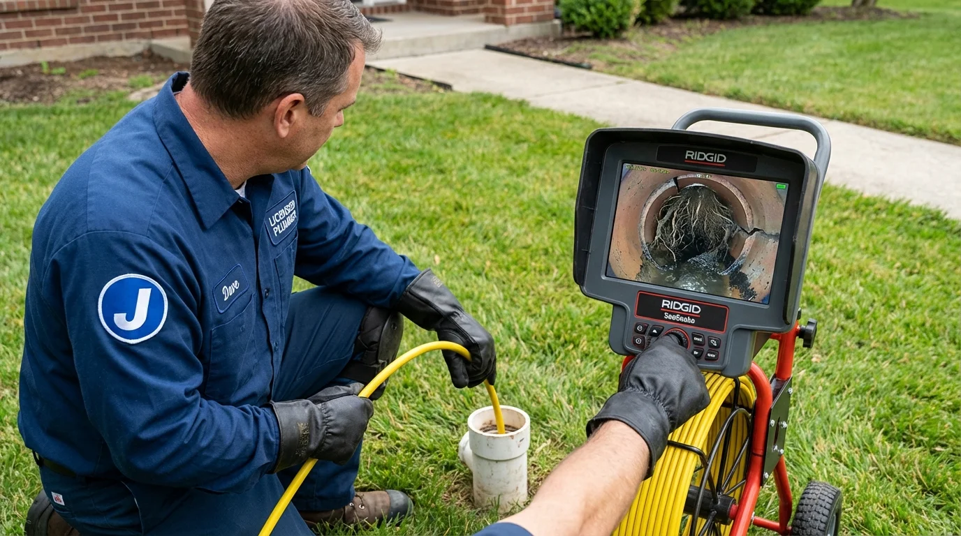 Sewer camera inspection being performed by Johns Plumbing LLC in New Vienna